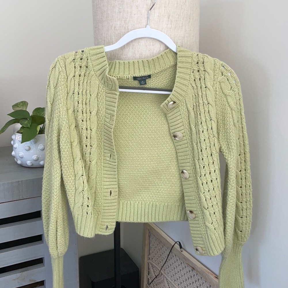 Light green cable knit sweater